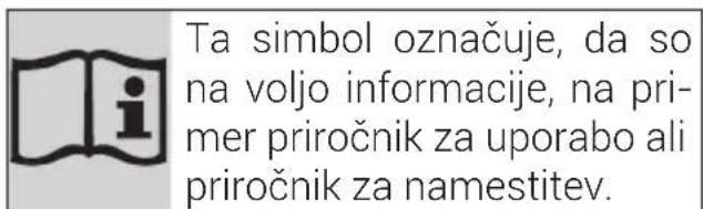 Ta simbol označuje, da so na voljo informacije, na pri-mer priročnik za uporabo ali priročnik za namestitev.