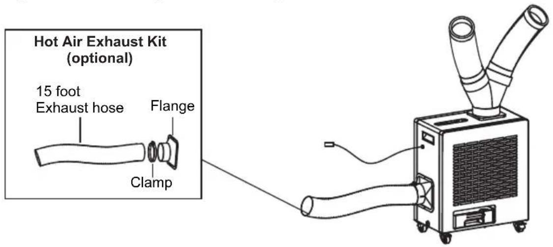 Hot Air Exhaust Kit (optional) 15 foot Exhaust hose Flange Clamp