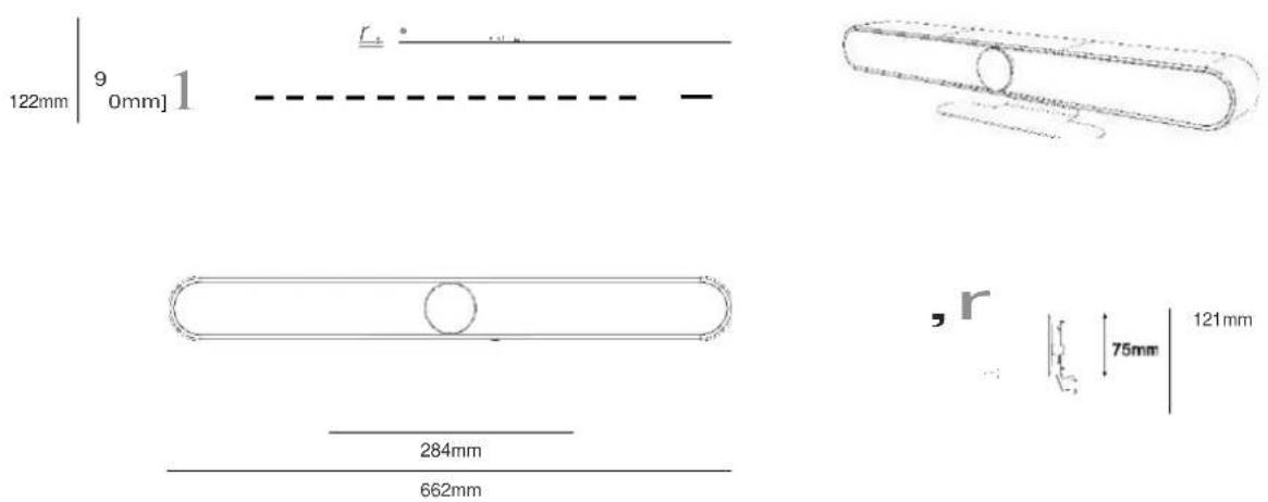 122mm 9 0mm] 1 284mm 662mm r₁ 75mm 121mm