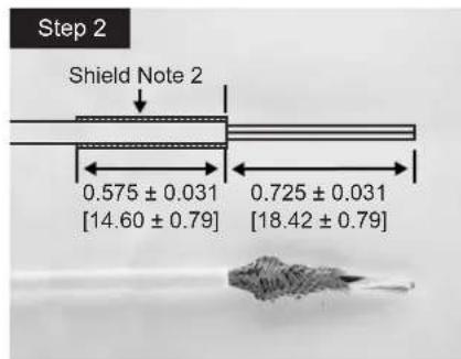 Step 2 Shield Note 2 0.575 ± 0.031 [14.60 ± 0.79] 0.725 ± 0.031 [18.42 ± 0.79]