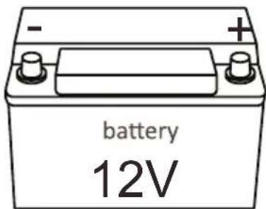 - + battery 12V