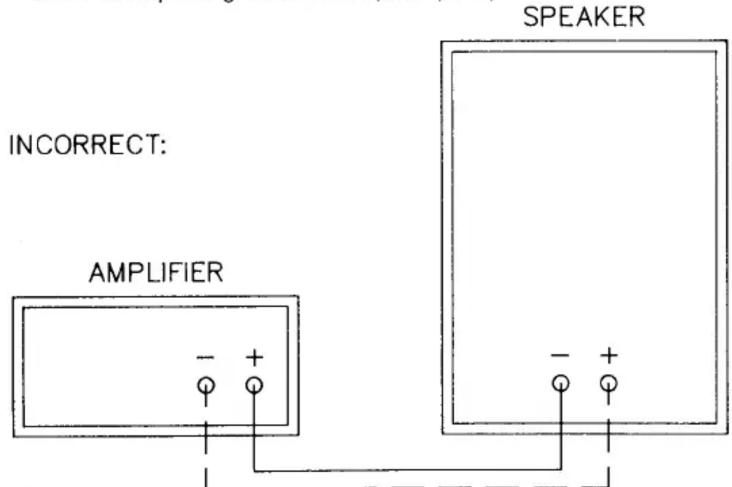 INCORRECT: AMPLIFIER SPEAKER - + - +