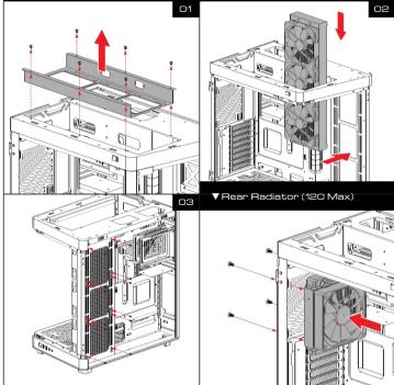 D1 D2 D3 ▼ Rear Radiator (120 Max)