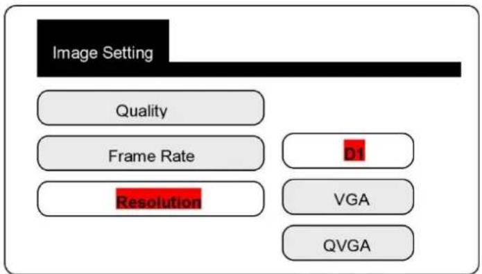 Image Setting Quality Frame Rate D1 Resolution VGA QVGA