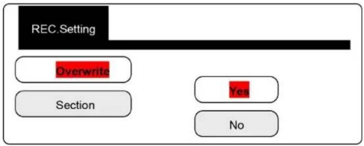 REC. Setting Overwrite Section Yes No