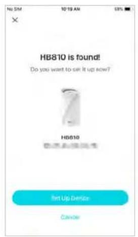 No DM 10:19 AM 68% HB810 is found! Do you want to set it up now? HD810 Set Up Device Cancel