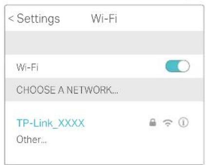 < Settings Wi-Fi Wi-Fi CHOOSE A NETWORK... TP-Link_XXXX Other...