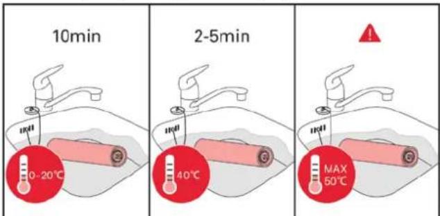 10min 2-5min MAX 50°C 0-20°C