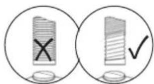 Diagram showing two circular views with a cross and checkmark, likely indicating cancellation or rejection conditions.