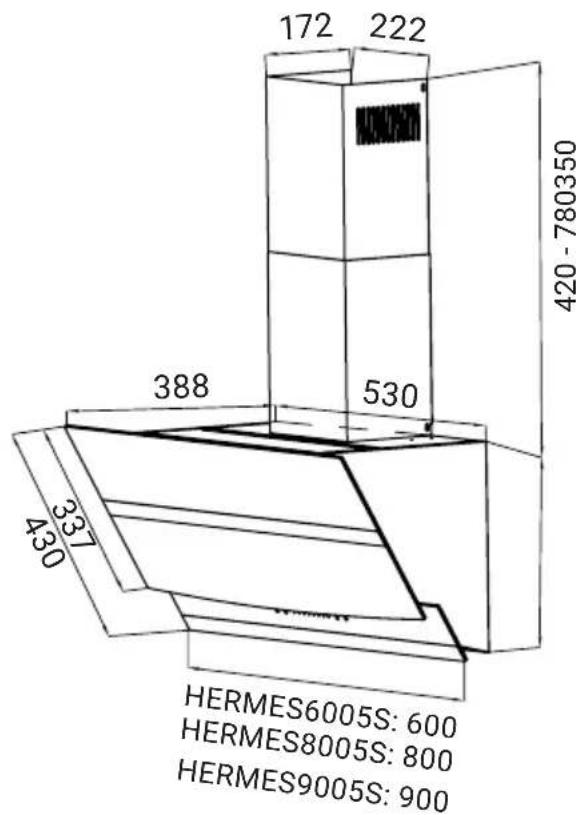 172 222 420 - 780350 388 530 337 430 HERMES6005S: 600 HERMES8005S: 800 HERMES9005S: 900