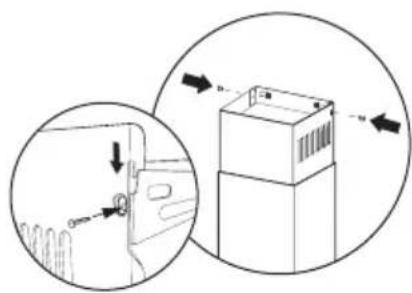 Diagram showing a door lock mechanism with directional arrows and a 3D box assembly, likely illustrating a door lock operation.
