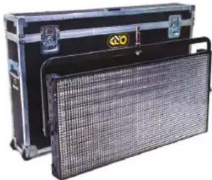 Exterior view of a black and white aircraft cargo case with a mesh cover panel (no visible text or symbols)