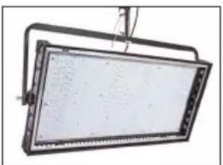 Exterior view of a rectangular LED array mounted on a stand (no text or symbols visible)