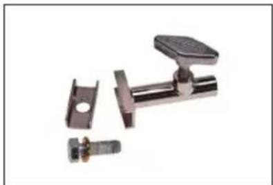 Mechanical assembly with metal bracket, mounting bracket, and bolted joint (no text or symbols visible)
