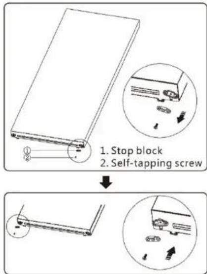 1. Stop block 2. Self-tapping screw
