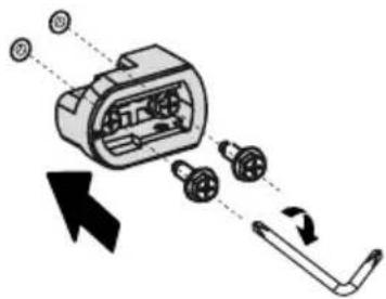 Diagram showing a device with labeled components and directional arrows indicating movement or assembly.