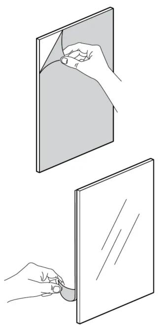 Illustration showing two steps of hand holding a folded paper or sheet, no text or symbols present
