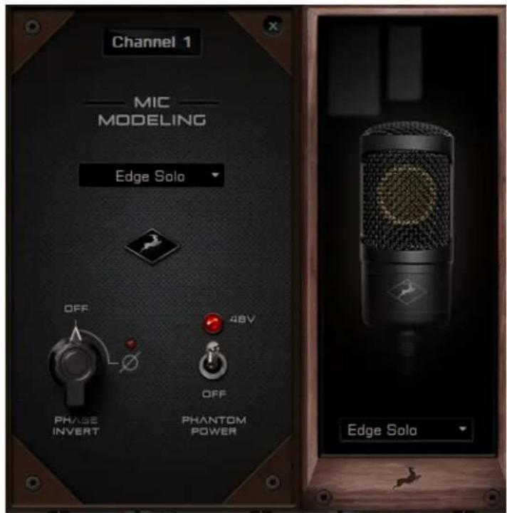 Channel 1 MIC MODELING Edge Solo OFF 48V PHASE INVERT OFF PHANTOM POWER Edge Solo