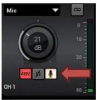 Mic 21 dB 48V CH 1