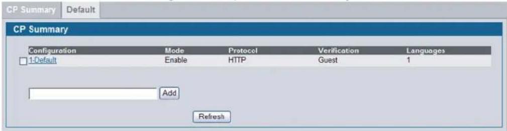 CP Summary Default CP Summary Configuration Mode Protocol Verification Languages Default Enable HTTP Guest 1 Add Refresh