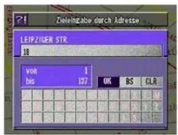 Zieleingabe durch Adresse LEIPZIGER STR 18 vot 1 bis 137 OK BS CLR