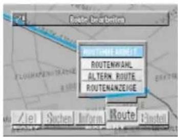 Route: Desarbeiten ROUTENWAWL ALTERN ROUTE ROUTENANZEIGE Lie Suchen Inform Route 1-Install