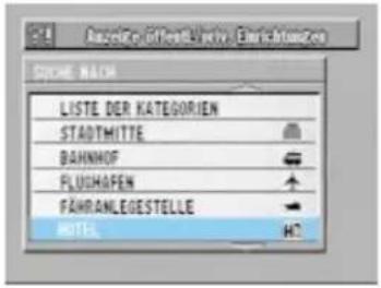 LISTE DER KATEGORIEN STADTHITTE BAHNOF FLUSHAFEN FAHRANLEGESTELLE HOTEL
