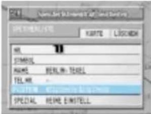 SPECIAL KARTE LÜSCHEN MIL STANDARD NAME: BIRLAM, TELLELL TEL. MRL SPECIAL EIMIE EINSTELL