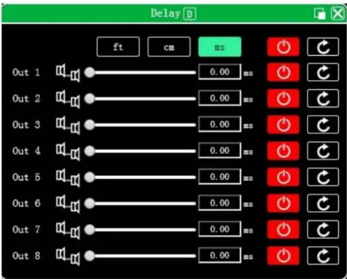 Delay D ft cm ms Out 1 0.00 Out 2 0.00 Out 3 0.00 Out 4 0.00 Out 5 0.00 Out 6 0.00 Out 7 0.00 Out 8 0.00