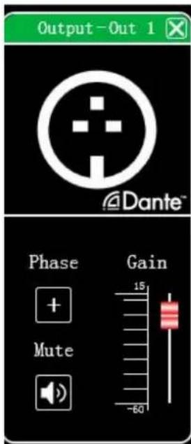 Output-Out 1 Dante™ Phase Gain + Mute -60