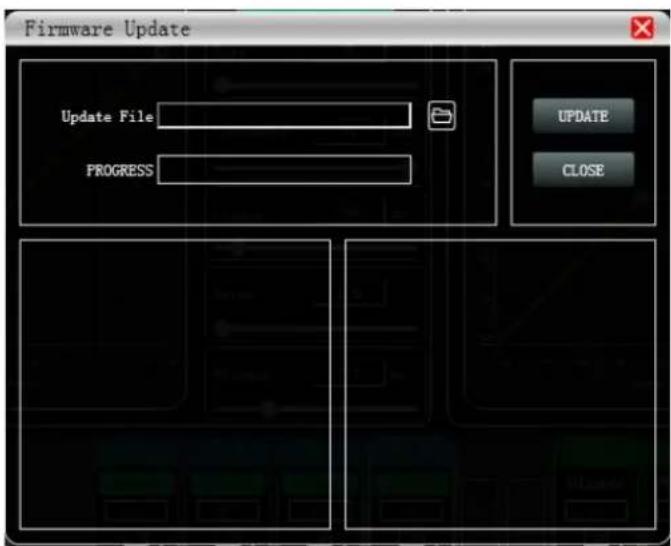 Firmware Update Update File PROGRESS UPDATE CLOSE