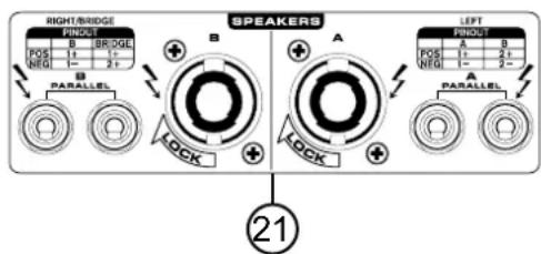 RIGHT/BRIDGE JNCKS B BRDG POS 1 2+ NEG 1 2+ SPAKERS A B A B POS 1 2+ NEG 1 2- SPAKERS A B A B PARALLEL SPAKERS A B A B PARALLEL LEFT FRIDEXT A B POS 1 2+ NEG 1 2- SPAKERS A B A B PARALLEL 21