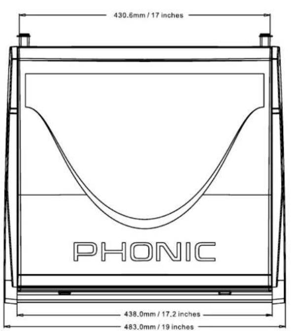 430.6mm / 17 inches PHONIC 438.0mm / 17.2 inches 483.0mm / 19 inches