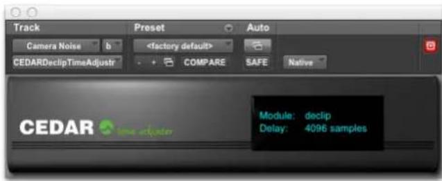 Track Camera Noise b CEDARDeclipTimeAdjustr Preset COMPARE SAFE Native Module: declip Delay: 4096 samples