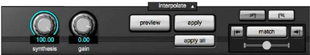 interpolate 100.00 synthesis 0.00 gain preview apply apply all match