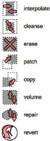 interpolate cleanse erase patch copy volume repair revert