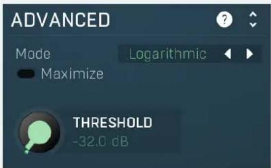 ADVANCED Mode Logarithmic Maximize THRESHOLD -32.0 dB