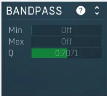 BANDPASS Min Off Max Off Q 0.7071