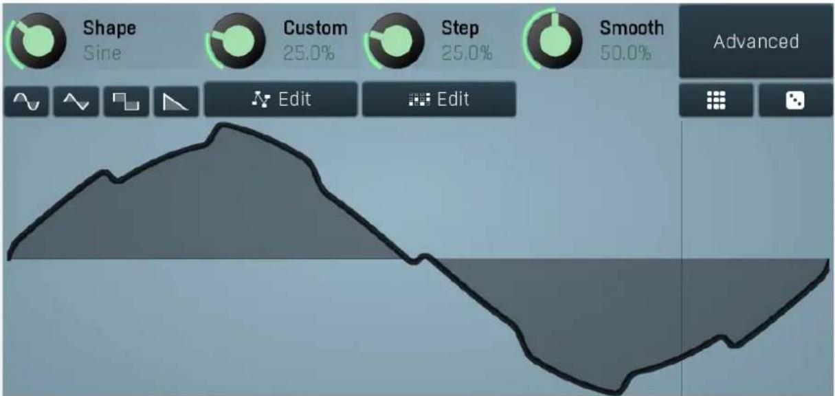 Shape Sine Custom 25.0% Step 25.0% Smooth 50.0% Advanced Edit Edit