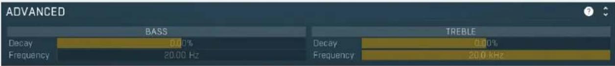 ADVANCED BASS Decay 0.00% Frequency 20.00 Hz TREBLE Decay 0.00% Frequency 20.0 kHz