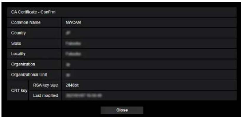CA Certificate - Confirm Common Name NWCAM Country State Locality Organization Organizational Unit CRT key RSA key size 2048bit Last modified Close
