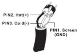 PIN2. Hot(+) PIN3. Cold(-) PIN1. Screen (GND)