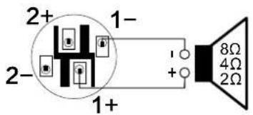 2+ 1- 2- 1+ 8Ω 4Ω 2Ω