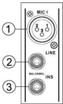 MIC 1 LINE BAL/UNBAL INS ① ② ③