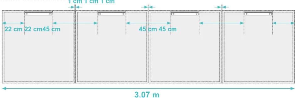22 cm 22 cm45 cm 45 cm 45 cm 3,07 m