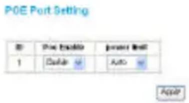 P0E Port Setting Port 1 Busbar Auto