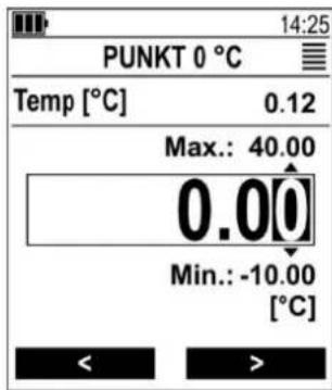 PUNKT 0 °C Temp [°C] 0.12 Max.: 40.00 0.00 Min.: -10.00 [°C] < >