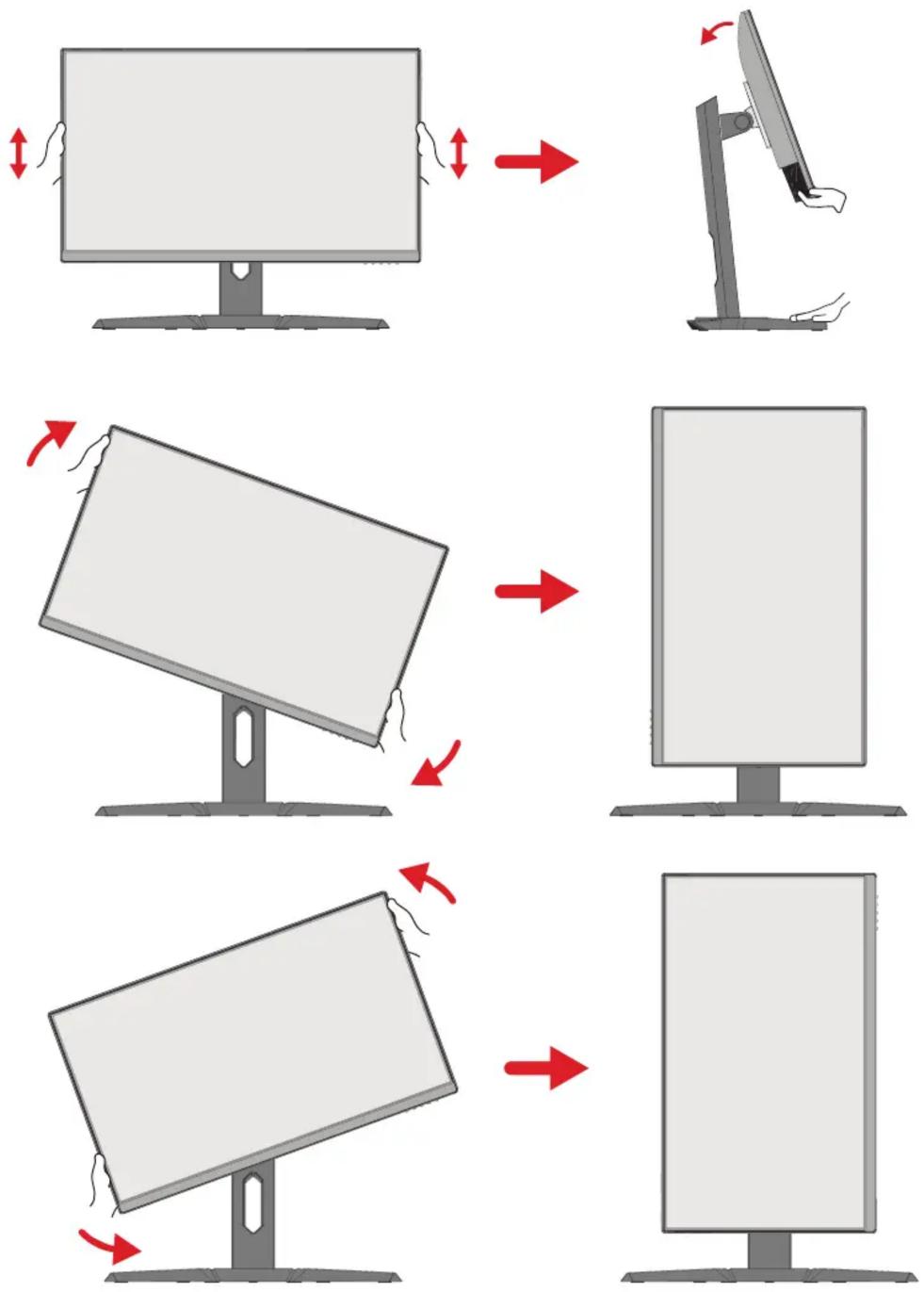 VIEWSONIC XG2409A - Bildschirmausrichtung anpassen (Monitor schwenken) - 1