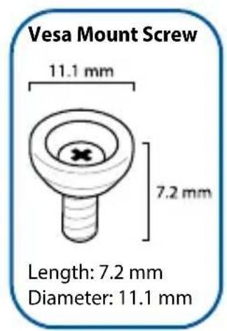 Vesa Mount Screw 11.1 mm 7.2 mm Length: 7.2 mm Diameter: 11.1 mm