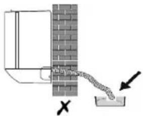 Diagram showing a pipe pouring into a container with directional arrows indicating flow or movement.